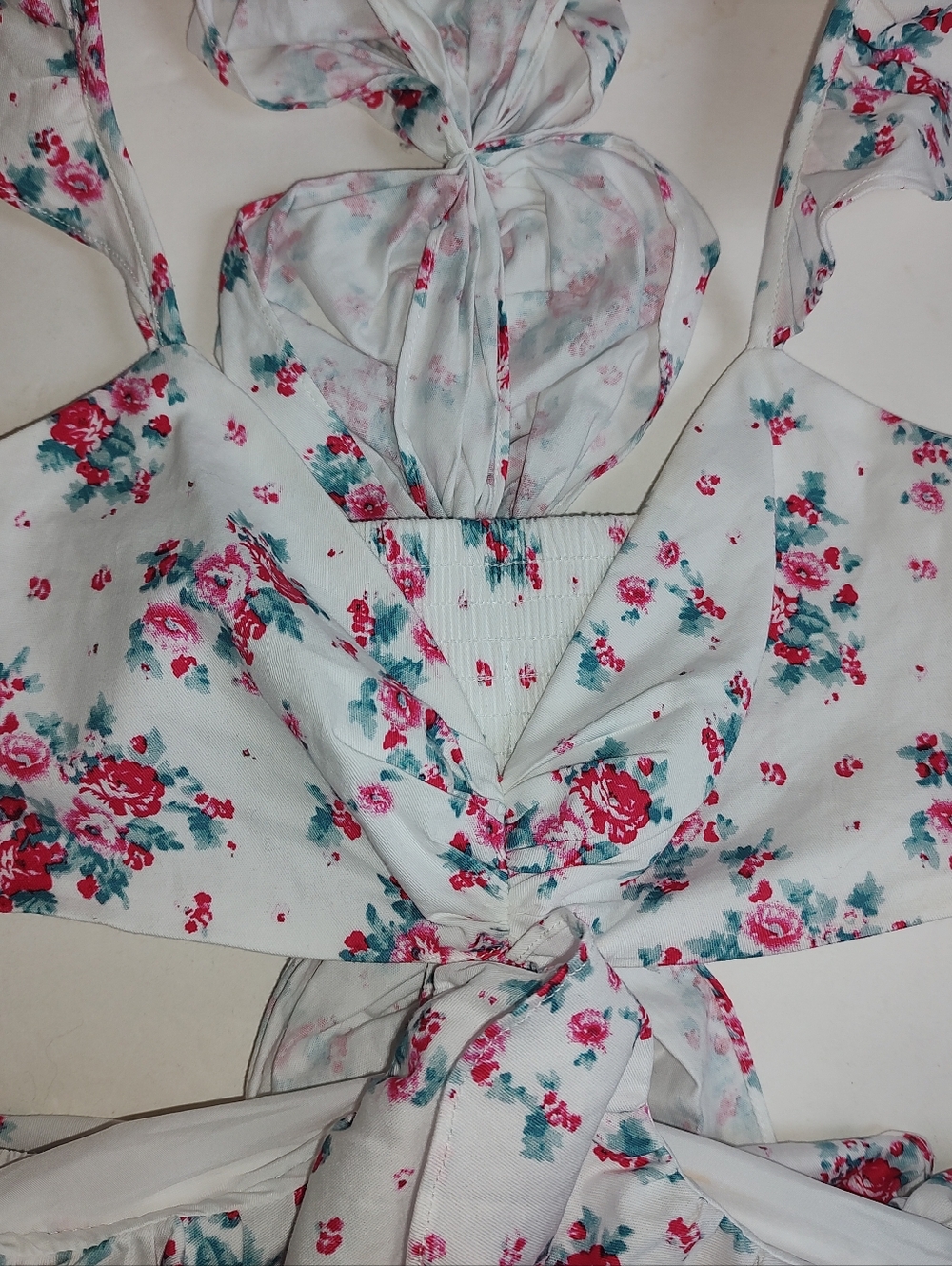 Hello Molly Wandering Heights Dress White Mini Cut Out Floral Pink Lined 2 XS - Picture 11 of 16
